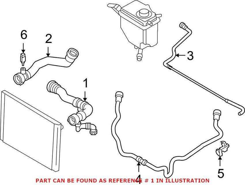 BMW Engine Coolant Hose - Upper 17127519255